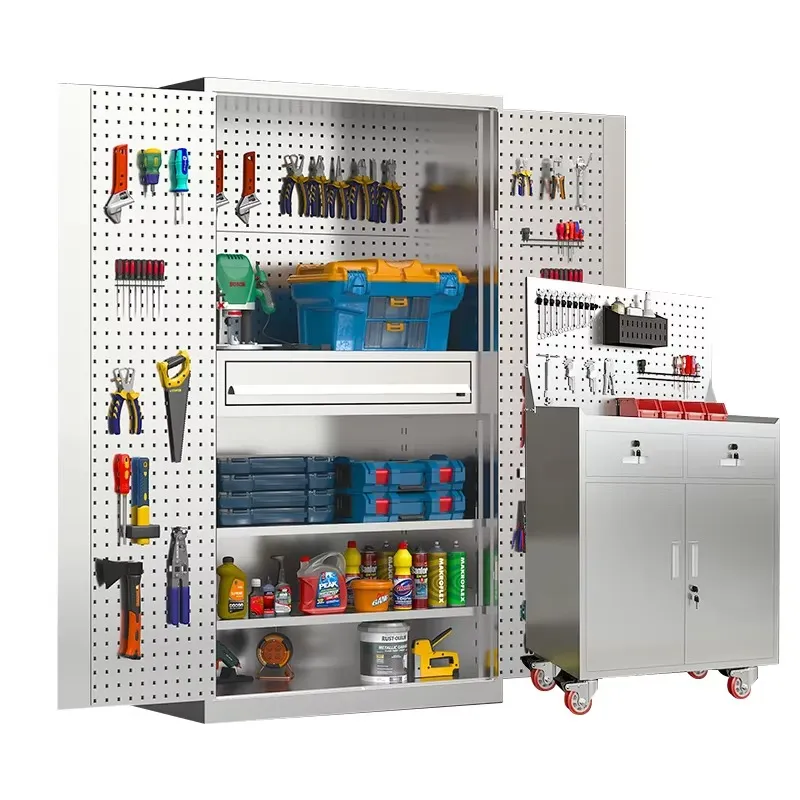 Workshop Tools Cabinet - ตู้เก็บเครื่องมือสแตนเลส 304 แบบปรับแต่งได้ โต๊ะทำงานโลหะขนาดใหญ่สำหรับจัดเก็บเครื่องมืออย่างมีประสิทธิภาพในโรงงาน