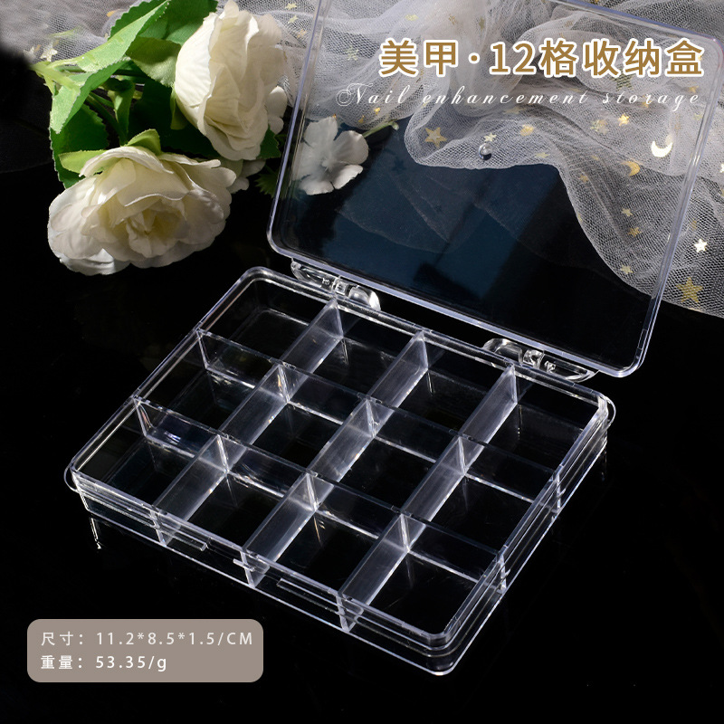 Workshop Tools Cabinet - กล่องพลาสติกใสขนาด6/12/24ช่องกล่องพลาสติกสำหรับจัดเก็บลายพลอยเทียม Y2K อุปกรณ์สำหรับเล็บแวววาว R