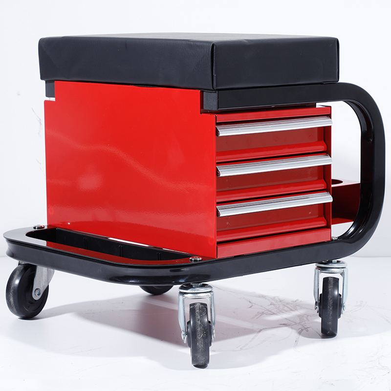 Workshop Tools Cabinet - รถเข็นเครื่องมือแบบล็อคได้ กล่องเก็บเครื่องมือแบบมีล้อ งานหนัก ทำจากสแตนเลส 3 ลิ้นชัก