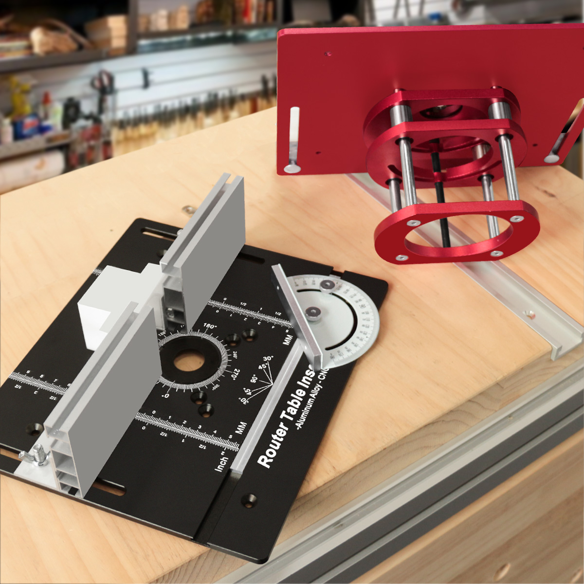 Router Table Insert - แผ่นแทรกโต๊ะเราเตอร์แบบใหม่พร้อมชุดยกเราเตอร์ อุปกรณ์เสริมสำหรับงานไม้ ใช้สำหรับเซาะร่อง ตัดแต่ง ลบมุม และงานช่างไม้