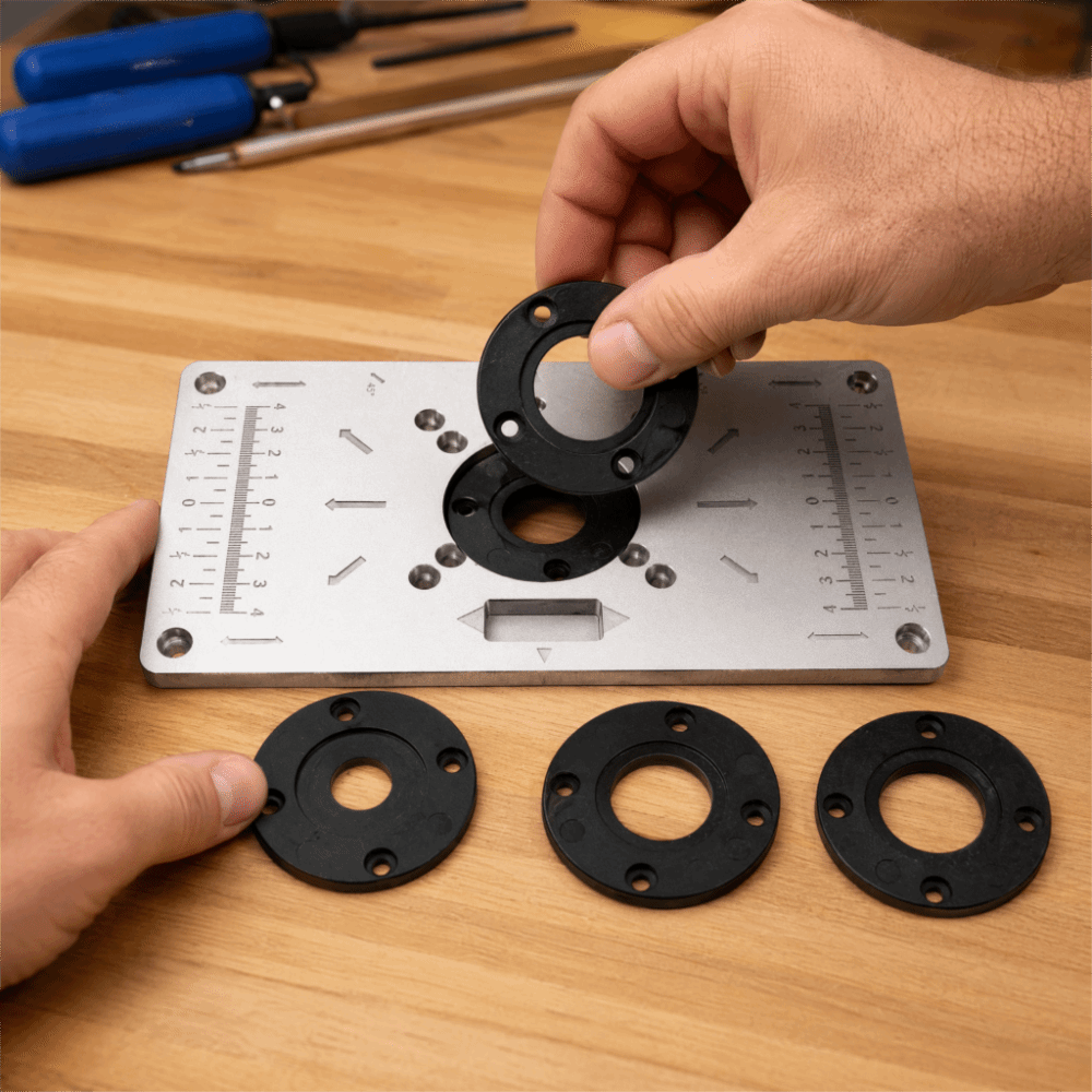 แผ่นแทรกโต๊ะเราเตอร์อะลูมิเนีย - Router Table Insert บทวิจารณ์และราคา